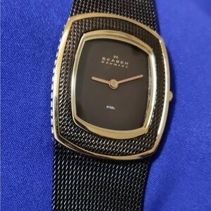 Skagen Denmark Espresso Brown Mesh Metal Women's Watch 549SRMD Studded Bezel